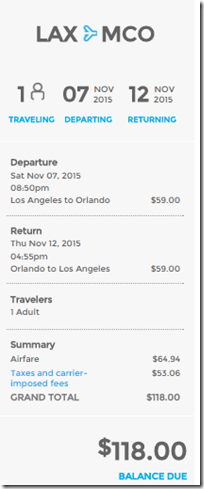 LAX-MCO $118 Frontier-site fare