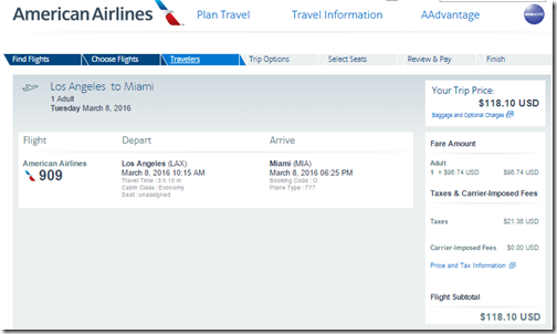 LAX-MIA $118.10ow Mar 8-16