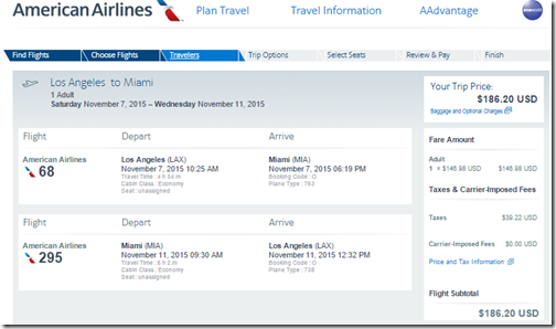 LAX-MIA $186 AA Nov 7-11