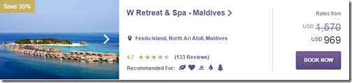 SPG Hot Escapes W Maldives