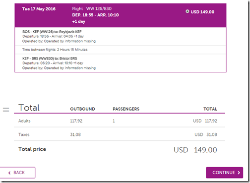 BOS-BRS $149USD WOW May17