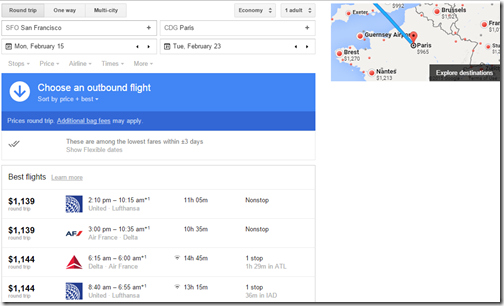 Google Flights SFO-CDG Feb15-23