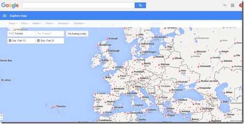 Google Maps YYZ-Europe Feb 13-21-2016