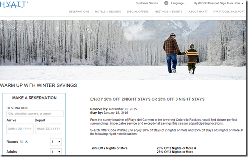 Hyatt discount rate offer Nov15