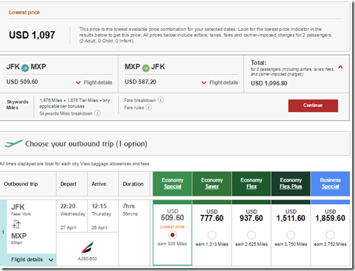 JFK-MXP 1097 for two Apr27-May3