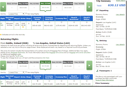 LAX-DUB $630 Ethiopian Feb 13-20