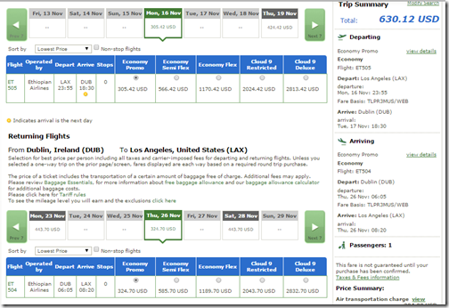 LAX-DUB $630 Ethiopian Nov 16-26