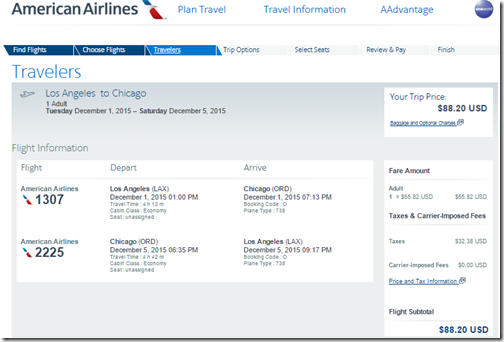 LAX-ORD $88 Dec 1-5 AA