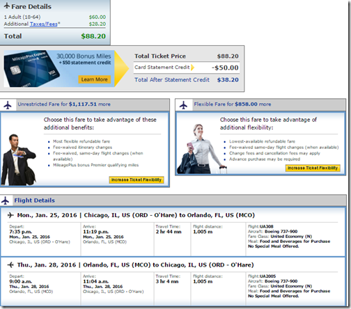 ORD-MCO UA $88.20 Jan 25-28