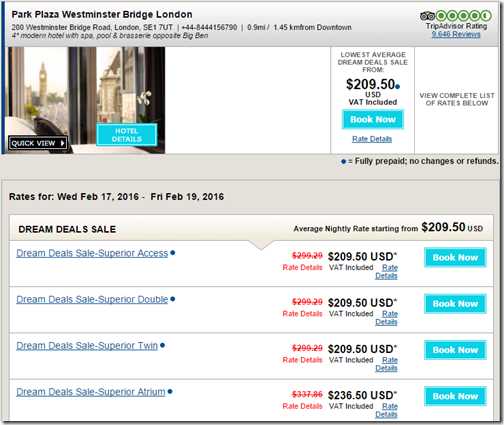 Park Plaza Westminster sale rate-1