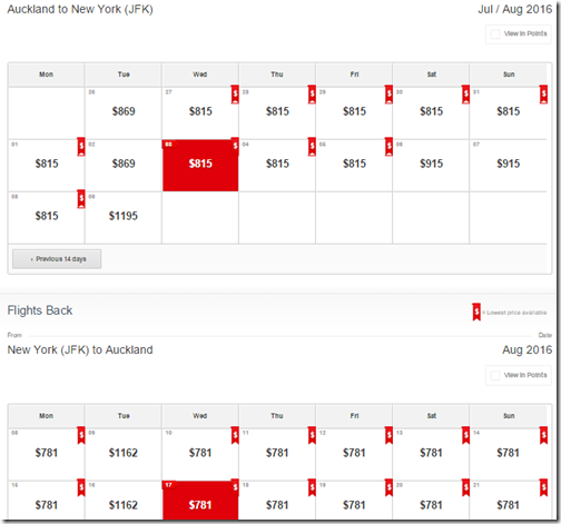 Qantas AKL-JFK $1,035USD sale