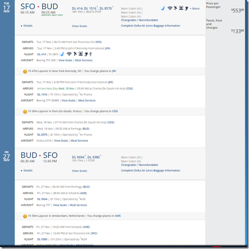 SFO-BUD $687 DL Nov 17-27