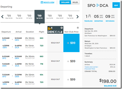 SFO-DCA $198 Frontier