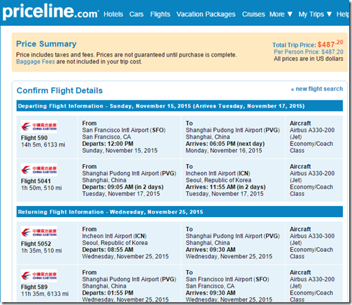 SFO-ICN $488 China Eastern Nov15-25