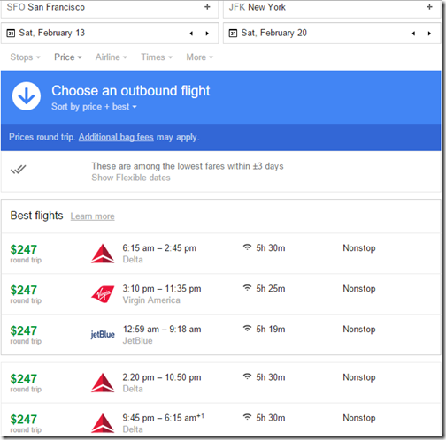 SFO-JFK $247 DL-B6-VX