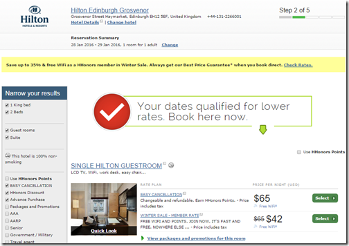 Hilton Edinburgh Grosvenor $42