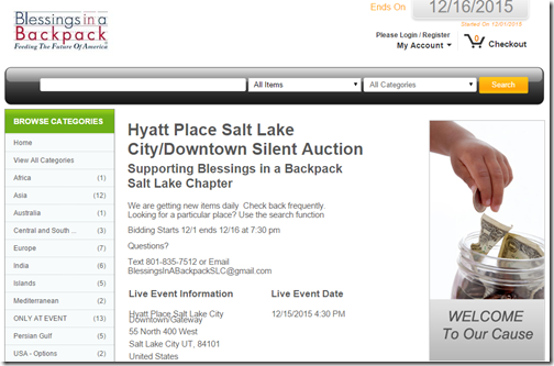 Hyatt Place SLC silent auction