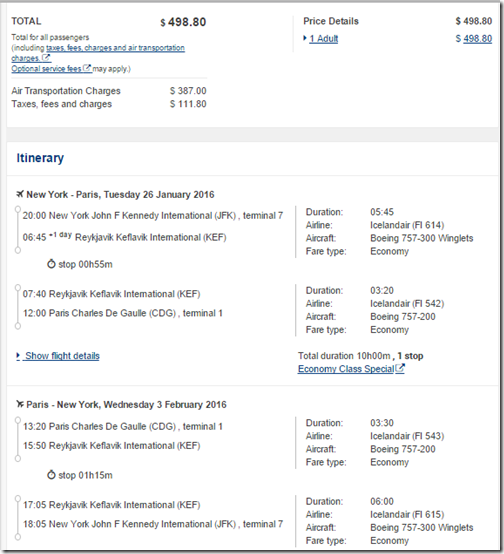 JFK-CDG $499 Icelandair Jan 26-Feb3