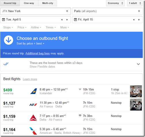 JFK-CDG Google Flights Apr5-15