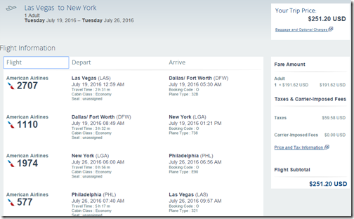 LAS-LGA AA $251 July 19-26