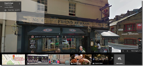 London Friend at hand pub Google Maps