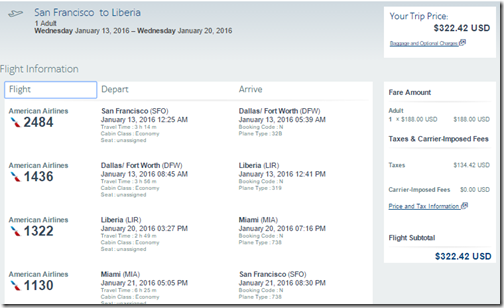 SFO-LIR AA $322 Jan 13-20-16