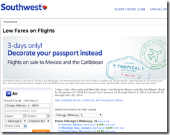 Southwest Airlines Caribbean Sale Dec15-17