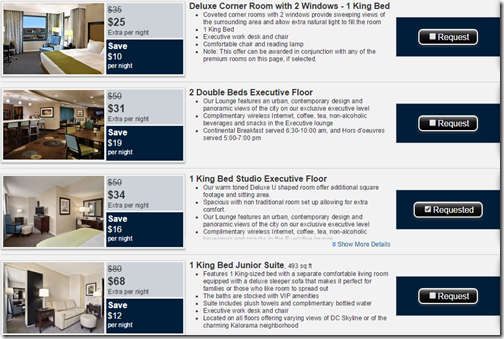 Washington Hilton estandby upgrade