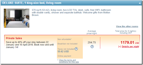 Amsterdam MGallery Suite rate