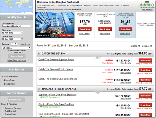 Club Carlson Bangkok CTS Rate