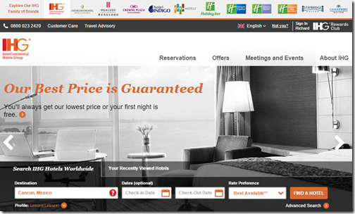 IHG home page