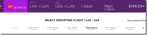 LAS-LGA VX $149.20 Feb24-Mar1