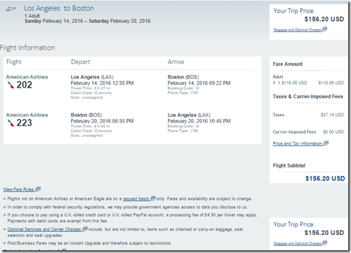 LAX-BOS AA $156 Feb 12-20