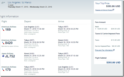 LAX-HAN AA $394 Mar17-23