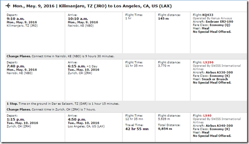 LAX-JRO UA-2 $847 fare Apr16