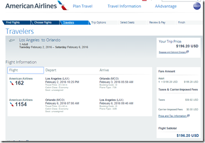 LAX-MCO $196 Feb2-6 AA