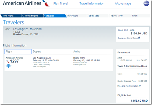 LAX-MIA $157 AA Feb 15