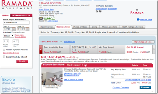 Ramada Boston Go Fast $75