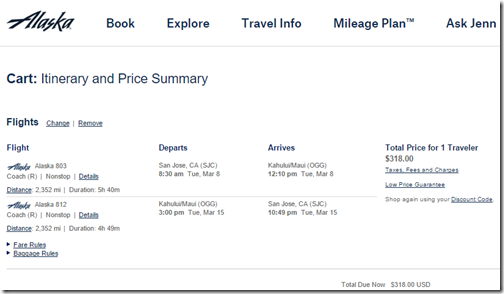 SJC-OGG AS $318 Mar8-15