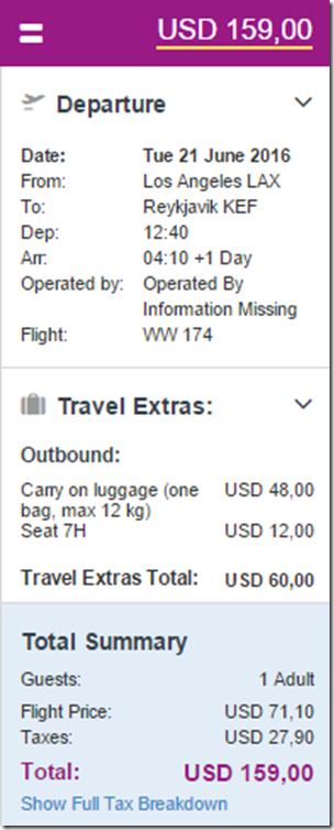 WOW LAX-KEF $159 ow