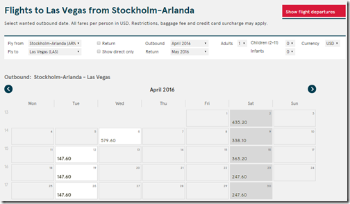 ARN-LAS Norwegian $148ow Apr-May16