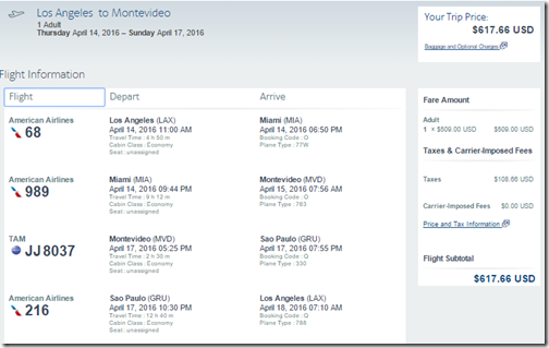 LAX-MVD AA $618 Apr14-17