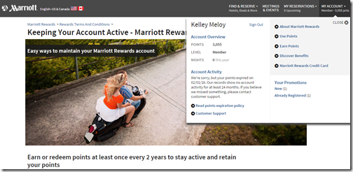 Marriott Rewards Kelley points expired