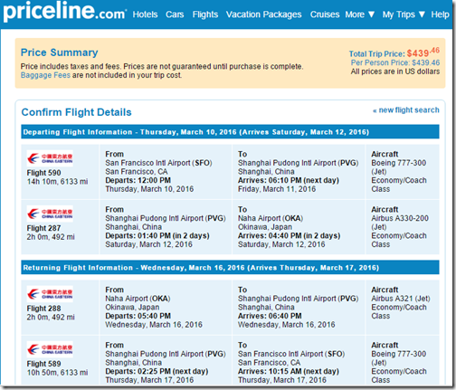 SFO-OKA China Eastern $440 Mar10-16