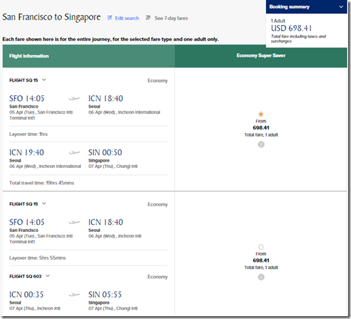 SFO-SIN-1 SQ $699 TS private sale