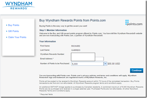 Wyndham buy points