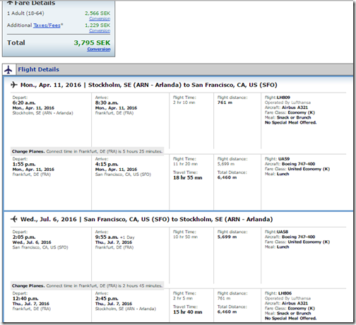 ARN-SFO UA $550 Apr11-Jul6