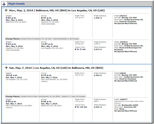 BWI-LAX $233 UA May 2-7