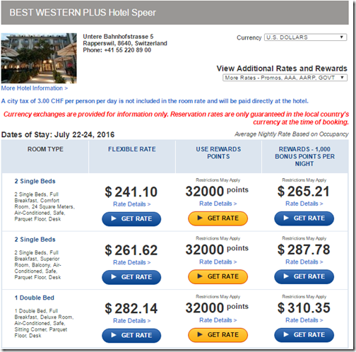 Best Western Rapperswil rate