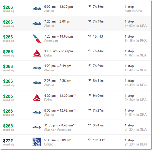 Google Flights LAX-ANC airlines